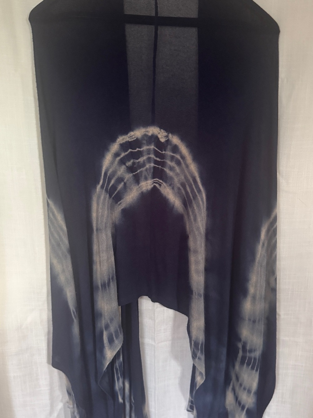 Vintage Havana Navy and Cream Tie-Dye Draped Cardigan - Picture 2 of 4